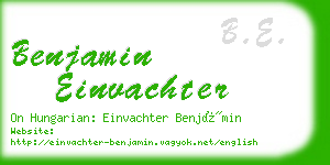 benjamin einvachter business card